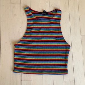 Rainbow cropped tank top